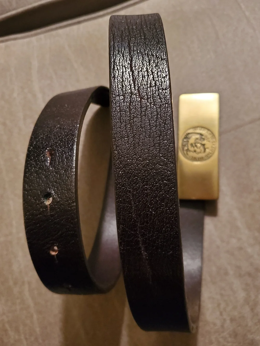 Diesel Only The Brave Espresso Color Italian Leather belt RARE Vintage EUC 90cm